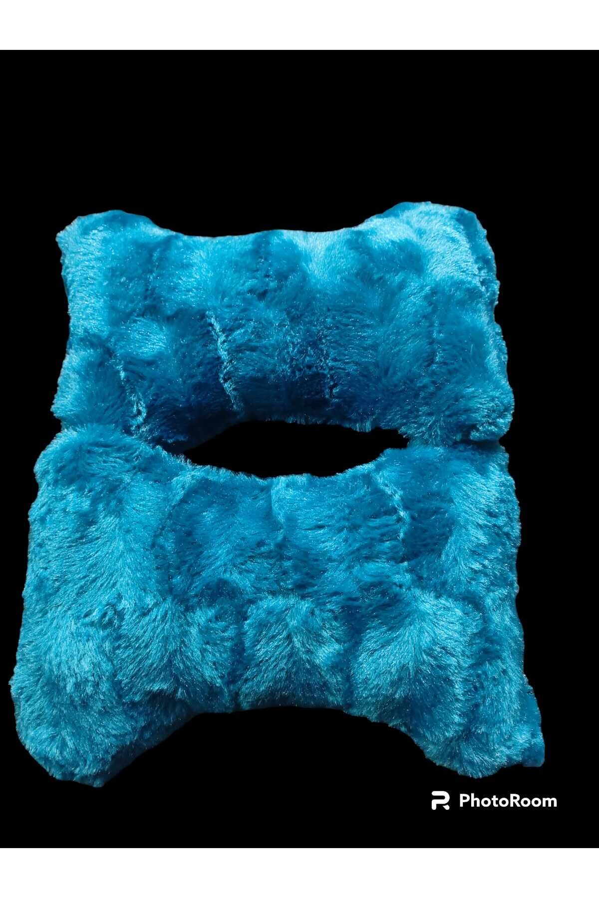 BOYUN Yastığı Peluş Menekşe KOYU TURKUAZ Seyahat 2 ADET