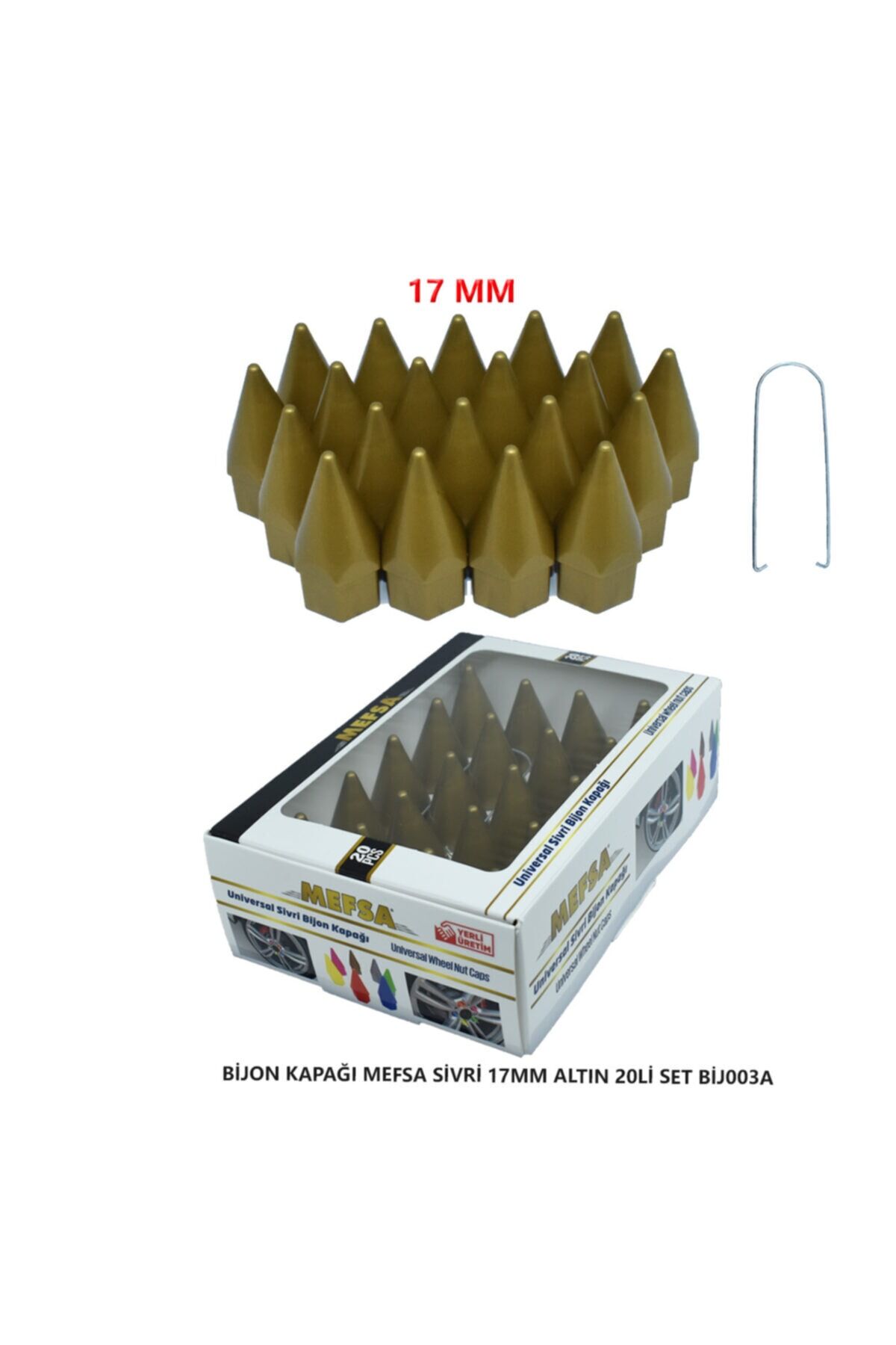 A Kalite Bijon Kapağı Sivri 17 Mm Altın Sarı 20 Li Set