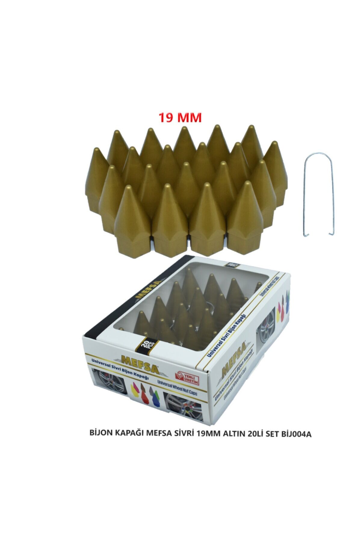 A Kalite Bijon Kapağı Sivri 19 Mm Altın Sarı 20 Li Set