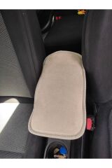 FİAT EGEA Uyumlu Oto Kol Dayama Minderi NAKIŞLI SİYAH 29x19 Cm Kaymaz Alt Yüzey (LASTİKLİ SABİTLEME) Pres Bej