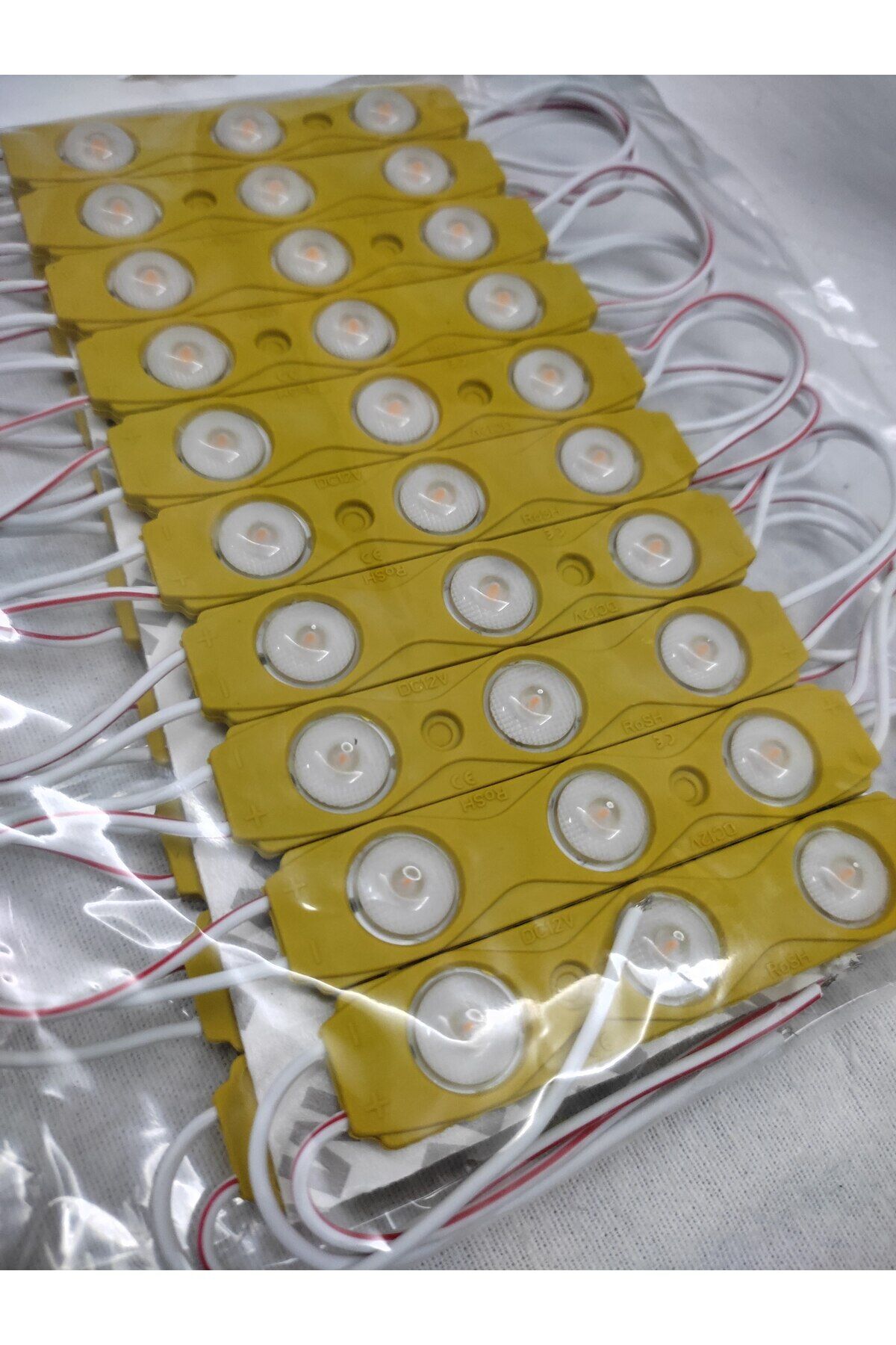 1.8 Watt 3 Ledli (TURUNCU) Parmak Led Modül Mercekli (12 V)(10 aDET)