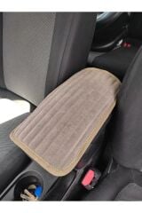 FİAT EGEA Uyumlu Oto Kol Dayama Minderi NAKIŞLI SİYAH 29x19 Cm Kaymaz Alt Yüzey (LASTİKLİ SABİTLEME) Sütlü Kahverengi
