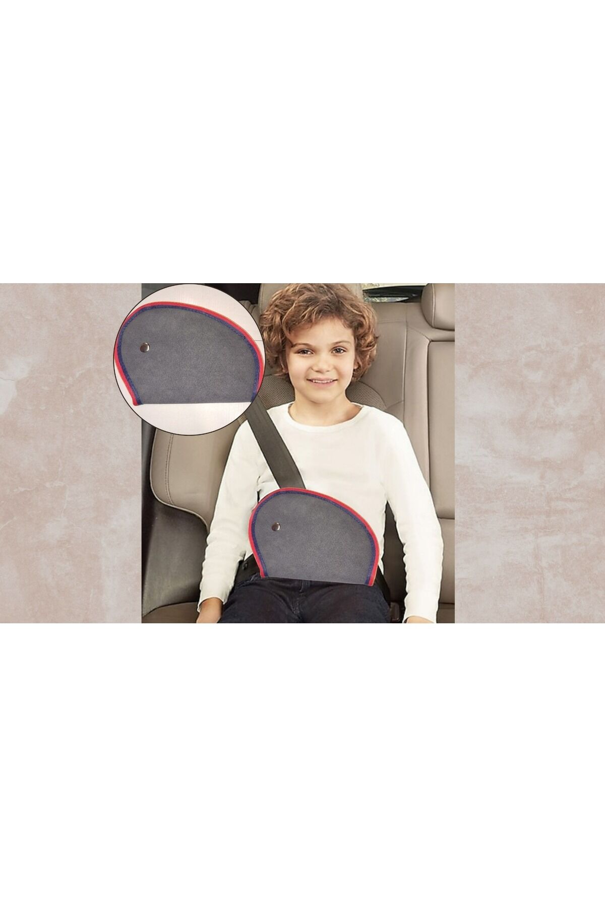 Çocuk Emniyet Kemeri Düzenleyici Ve Tutucu Emniyet Kemer Pedi(Kırmızı ve renkli Kenar) (Siyah Renk)