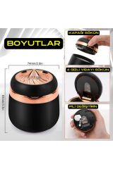 Araç Içi Işıklı Porselen Küllük Gold Renk Kapaklı 7 Renk Işıklı Yanmaz Koku Geçirmez