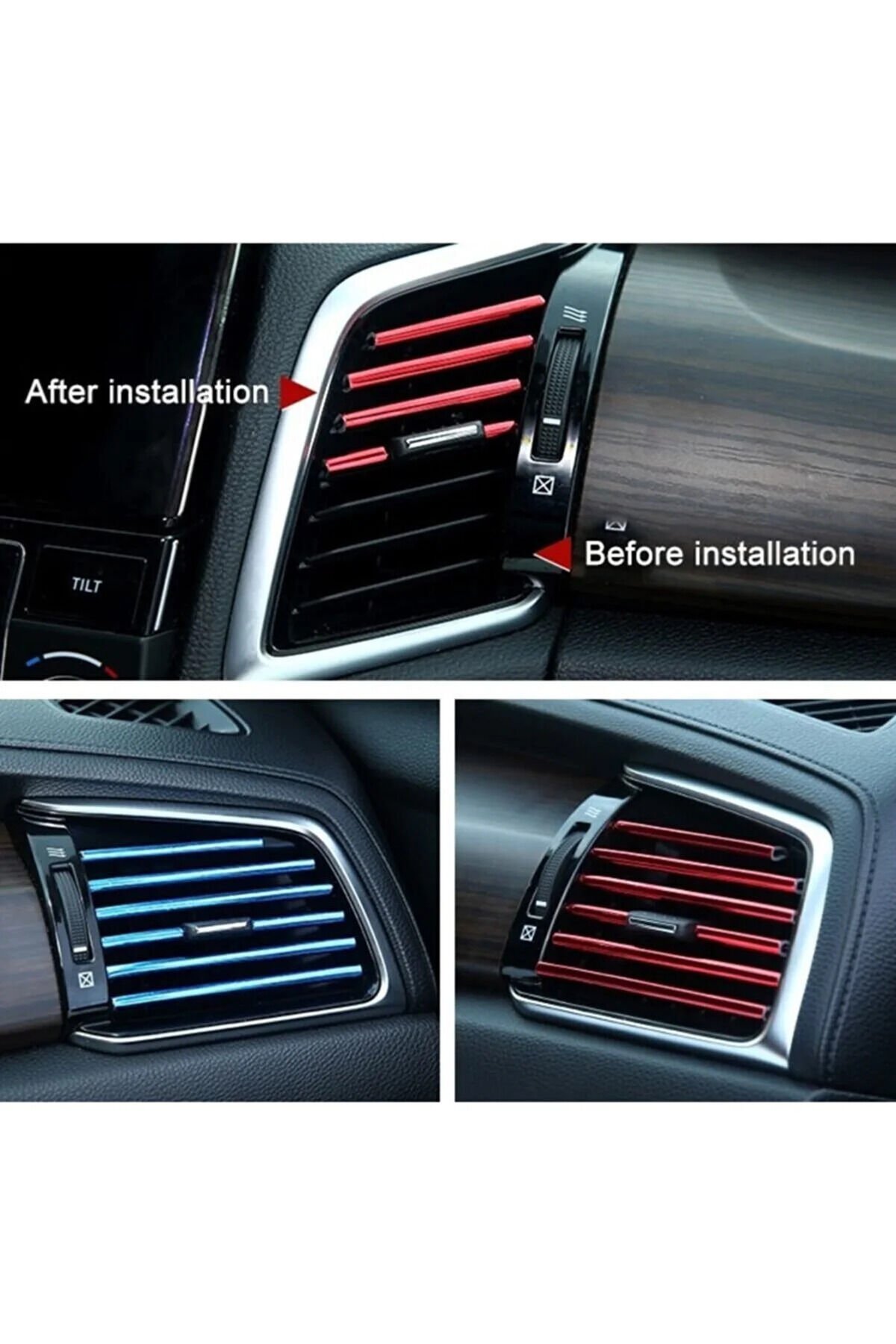 Araç Içi Klima Izgara Hava Çıkış Dekoratif Şeritler Klima Şerit