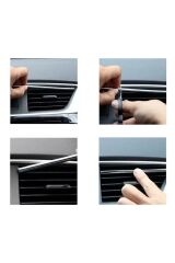 Araç Içi Klima Izgarasına Geçmeli Klima Süsü Havalandırmaya Geçme Renkli Çıta Krom Gümüş