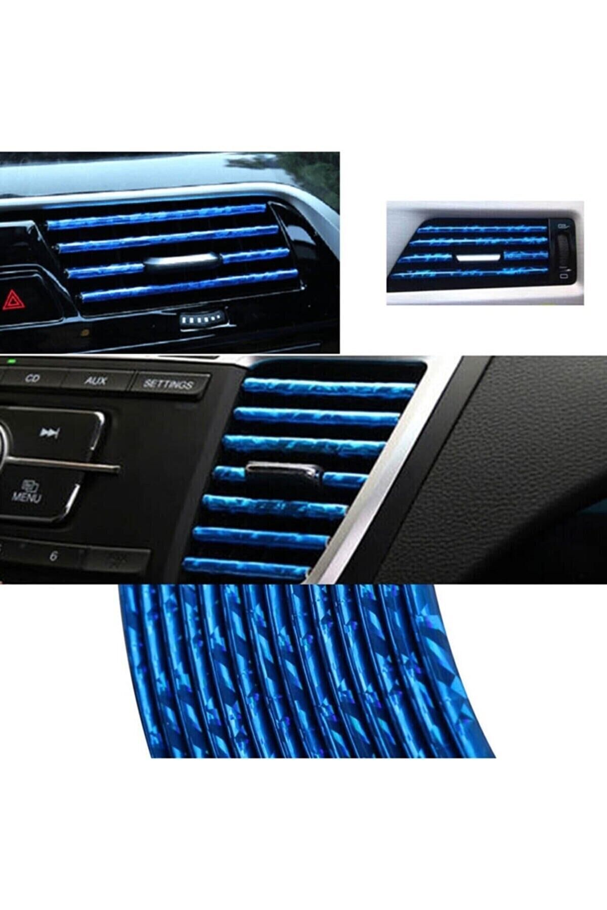 Araç Içi Klima Izgarasına Geçmeli Klima Süsü Havalandırmaya Geçme Renkli Çıta Sedefli Mavi