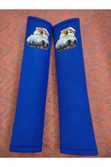 DİJİTAL VOSVOS BASKILI MAVİ Araç Emniyet Koltuk Kemer Kılıfı & Ped 2 ADET (DÜZ YUMUŞAK KUMAŞ)