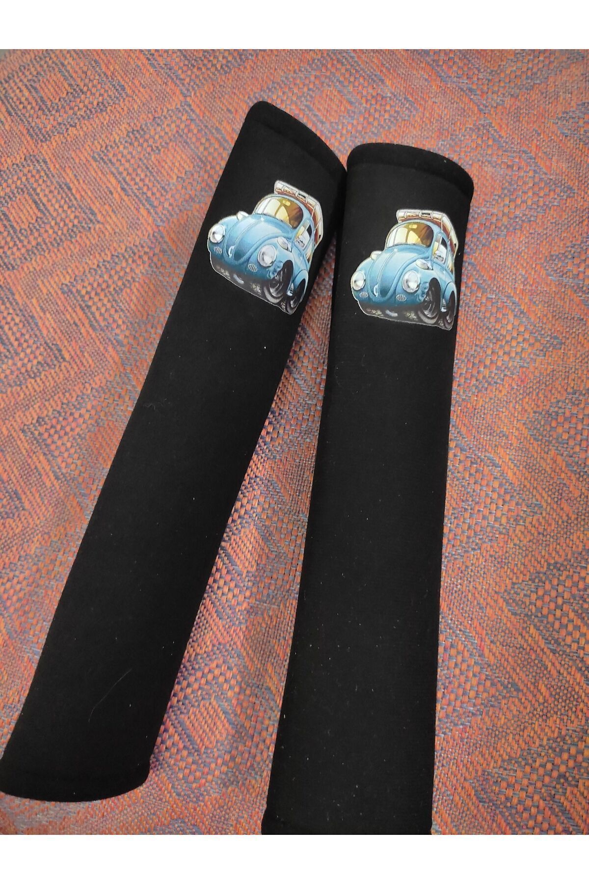 DİJİTAL VOSVOS BASKILI SİYAH Araç Emniyet Koltuk Kemer Kılıfı & Ped 2 ADET (DÜZ YUMUŞAK KUMAŞ)