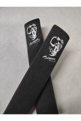 DİJİTAL ATATÜRK BASKILI BEYAZ BASKI ANTRASİT ALAKANTARA Araç Emniyet  Kemer Kılıfı & Ped (2 ADET)