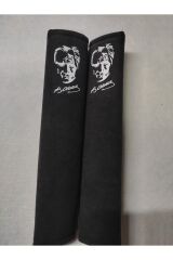 DİJİTAL ATATÜRK BASKILI BEYAZ BASKI ANTRASİT ALAKANTARA Araç Emniyet  Kemer Kılıfı & Ped (2 ADET)