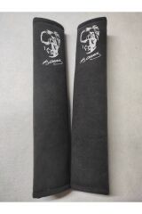 DİJİTAL ATATÜRK BASKILI BEYAZ BASKI ANTRASİT ALAKANTARA Araç Emniyet  Kemer Kılıfı & Ped (2 ADET)