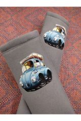 DİJİTAL VOSVOS BASKILI GRİ Araç Emniyet Koltuk Kemer Kılıfı & Ped 2 ADET (DÜZ YUMUŞAK KUMAŞ)