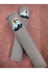 DİJİTAL VOSVOS BASKILI GRİ Araç Emniyet Koltuk Kemer Kılıfı & Ped 2 ADET (DÜZ YUMUŞAK KUMAŞ)