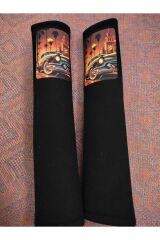 DİJİTAL NOSTALJİK BASKILI SİYAH Araç Emniyet Koltuk Kemer Kılıfı & Ped 2 ADET (DÜZ YUMUŞAK KUMAŞ)